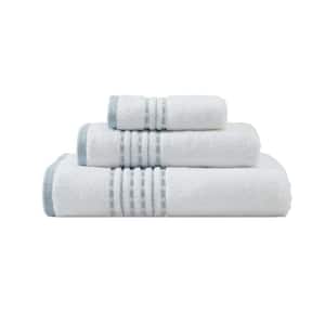 Cliff Side White/Blue 100% Cotton 3-Piece Terry Bath Towel Set