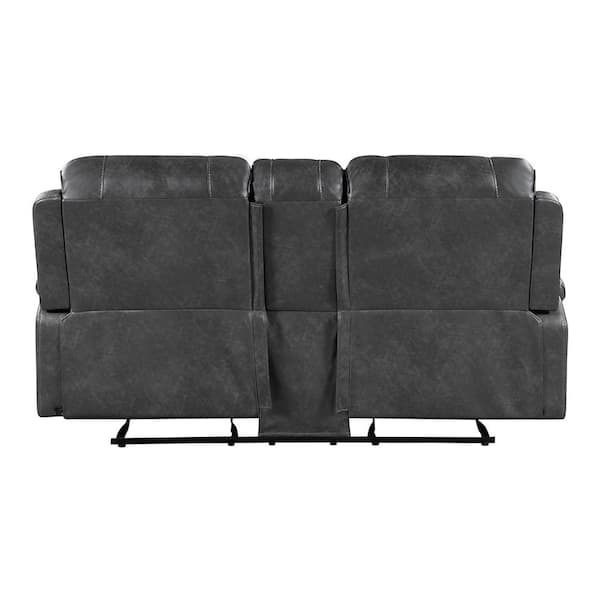 Lazzara Logansport 76 in. W Gray Faux Leather Double Glider
