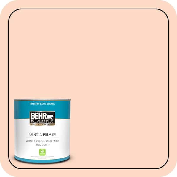 BEHR PREMIUM PLUS 1 qt. #P190-1 Fire Mist Satin Enamel Low Odor Interior Paint & Primer