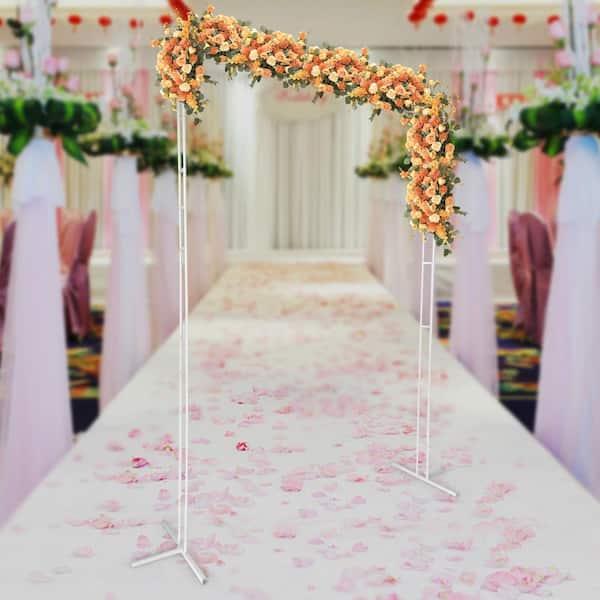 Yiyibyus 236.22 in. x 118.11 in. Stainless Steel Wedding Party Backdrop Stand Frame Decoration Silver Arbor