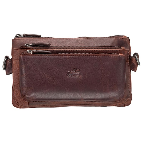 MANCINI Buffalo Collection 9.5 in. x 2 in. x 5.5 in. (W x D x H) Brown Leather Multi-Function Waist Bag