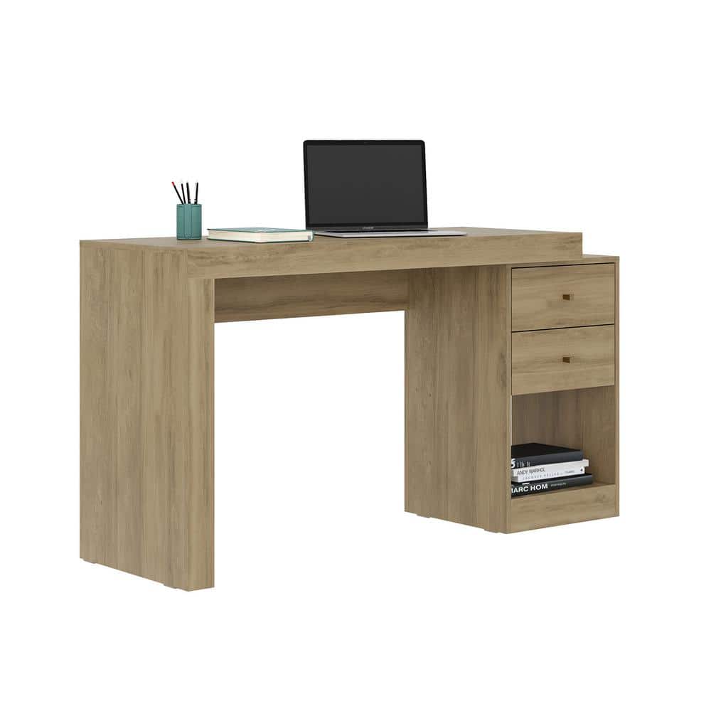 Expandable Pine Wood Home Office Desk with Storage Drawers