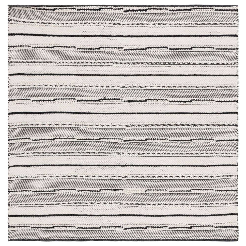 Natura 6 ft. x 6 ft. Black/Ivory High-Low Striped Marle Square Area Rug price history on PriceWatchPro