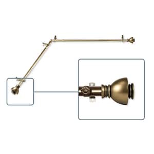 28 in. to 48 in. Adjustable 13/16 in. Corner Window Curtain Rod in Antique Brass with Friedman Finials