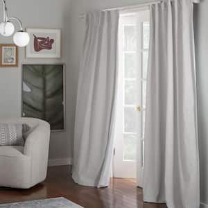 Vincenzo Gray Solid Cotton 52 in. x 96 in. Hidden Tab Top Blackout Curtain Panel