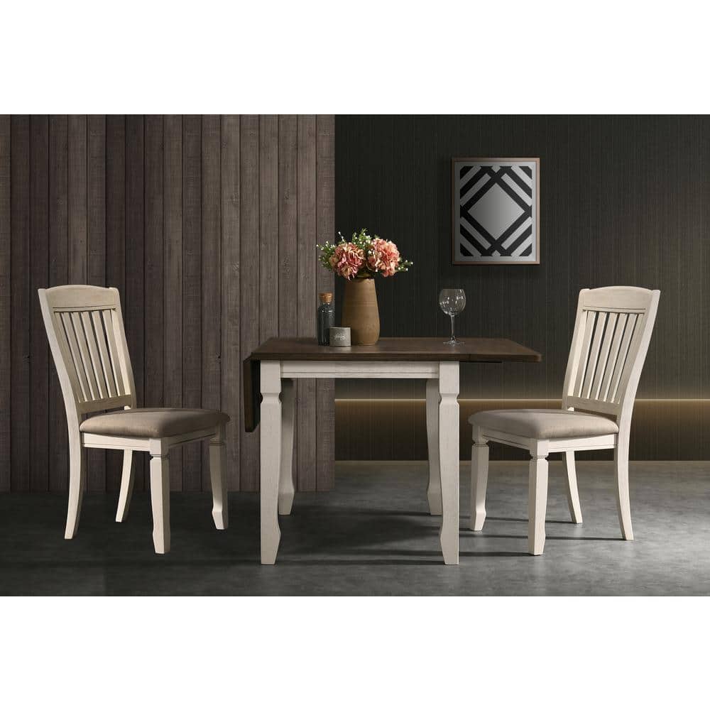 Gray Linen Upholstered Slat Back Side Chair Set