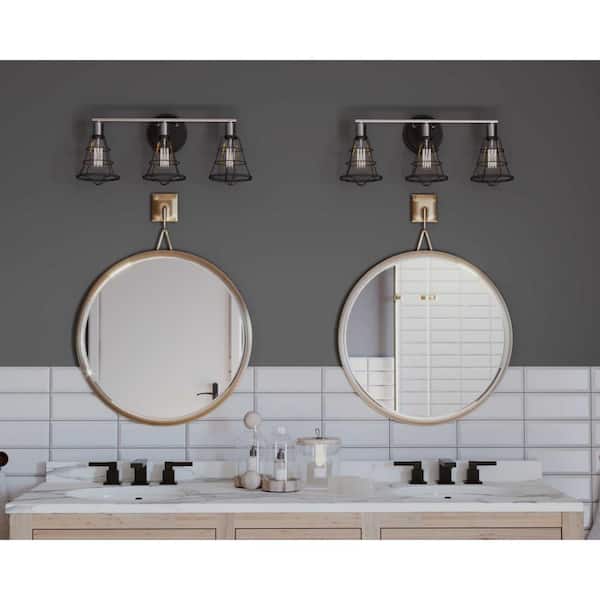 Progress Lighting Gauge Collection 3-Light Graphite Farmhouse Bath Vanity Light