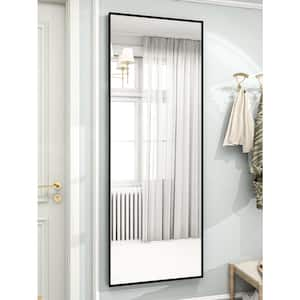 20 in. W x 64 in. H Rectangular Black Aluminum Alloy Framed Full Length Mirror Wall Mirror