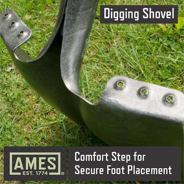 Ames 46.5 in. Fiberglass Handle Steel Blade Digging Shovel with Comfort  Step 25332100 The Home Depot