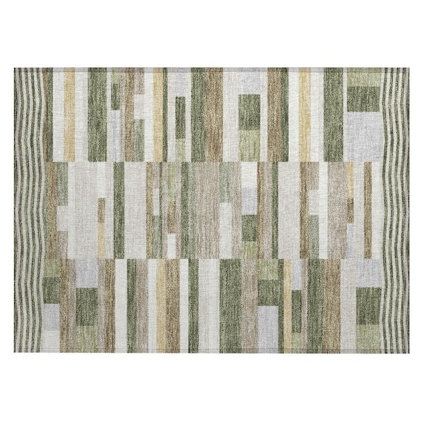 Chantille Machine Washable Indoor/Outdoor Abstract ACN2820 Olive 3 ft. x 4 ft. Area Rug