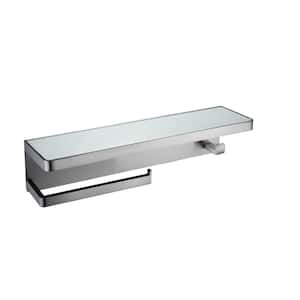 Bagno Bianca Stainless Towel Bar and Robe Hook with White Glass Shelf in Gun Metal