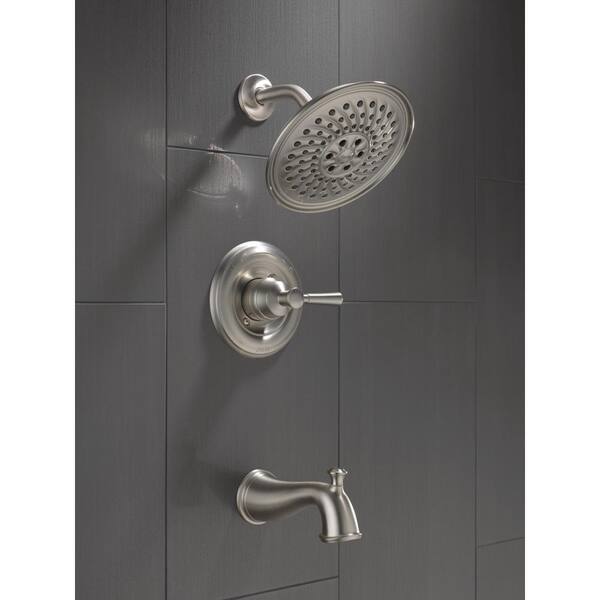 Delta Valdosta with H2Okinetic Technology Spotshield Brushed Nickel 1-Handle Bathtub and Shower Faucet with Valve Delta Valdosta with H2Okinetic Technology Spotshield Brushed Nickel 1-Handle Bathtub and Shower Faucet with Valve