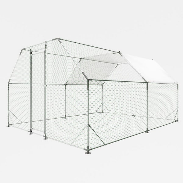 Hot Seller 10 ft. W x 13 ft. D Galvanized Metal Walk-In Dog Coop with Weatherproof Tarp and Lockable Door (130 sq. ft. )