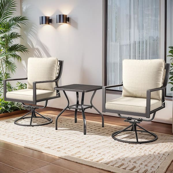 2-Piece Wicker Outdoor Dining Chairs Set with Cushions