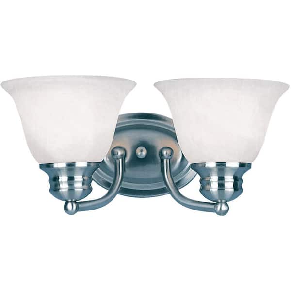 Malaga 2-Light Satin Nickel Bath Vanity Light