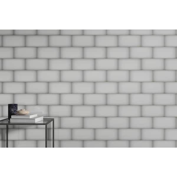 EMSER TILE Ombre Silver 5.98 in. x 12.01 in. Glossy Subway