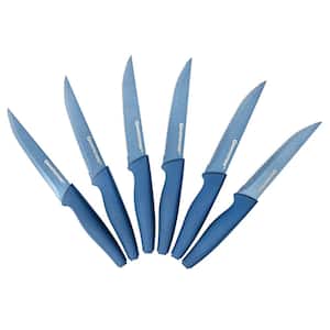 9.5 in. Blade High Grade Stainless Steel Serrated Edge Full Tang Nutri Blade Steak Knives in Classic Blue (Set of 6)