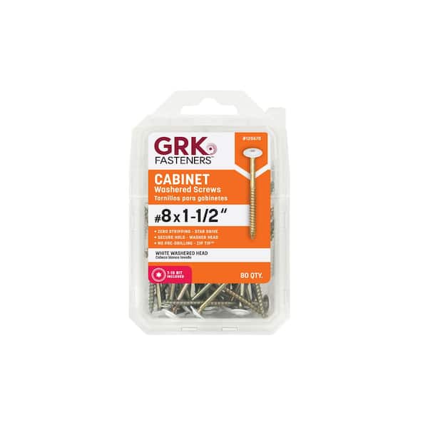 GRK Fasteners #8 x 1-1/2 in. White Low-Profile Washer-Head Cabinet Screw (80-Packs)