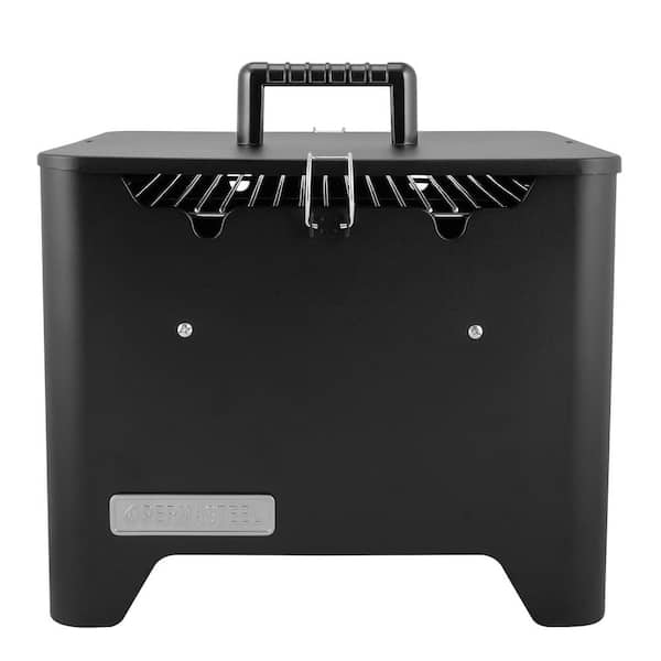 PERMASTEEL Portable Square Charcoal Grill in Black