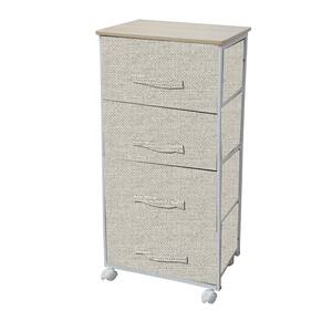 11.8 in. x 37.4 in. Beige 4-Drawer Non-Woven Fabric Drawer Cart
