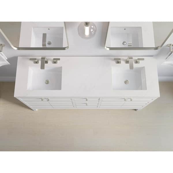 KOHLER Helst 60.12in. Double Sink Freestanding White Bath Vanity with White Quartz Top Assembled