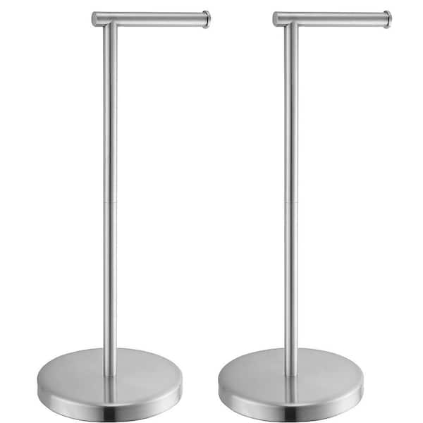 Bathroom Freestanding Toilet Paper Holder Tissue Roll Holder in Stainless Steel Brushed Nickel(2 Pack)