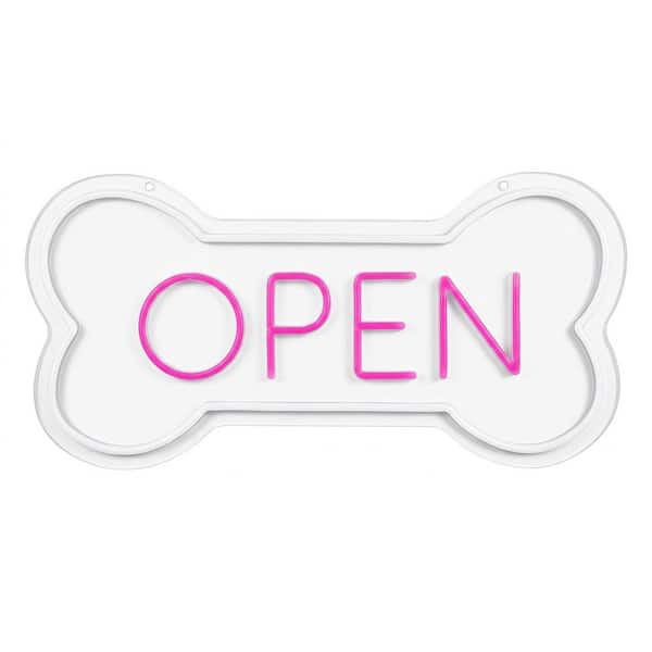 Led Neon Open Sign Dog Bone Shape Acrylic LED Neon Light Wall Decor for Pet Shop Business Bar Salon Hotel Window