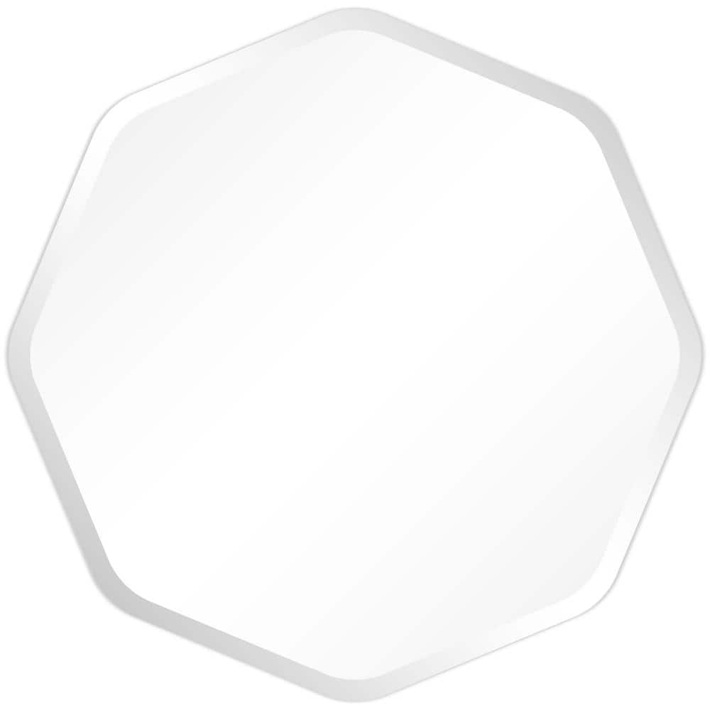 28" Frameless Beveled Octagonal Bathroom Wall Mirror