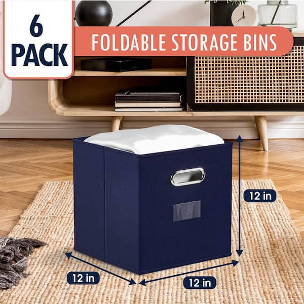 Dropship 6 Pack Fabric Storage Cubes With Handle, Foldable 11 Inch Cube Storage  Bins, Storage Baskets For Shelves, Storage Boxes For Organizing Closet Bins,Black  to Sell Online at a Lower Price