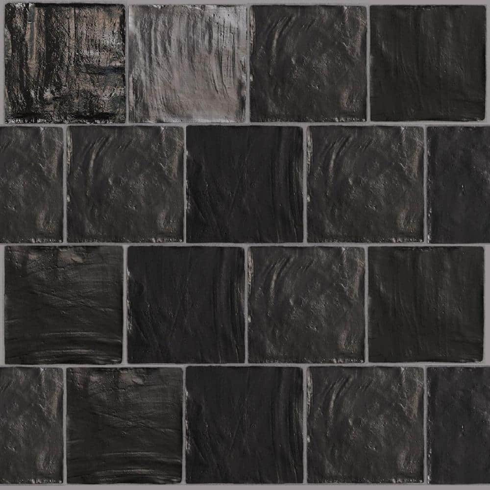 Black 4 in. x 4 in. Polished and Honed Ceramic Mosaic Tile Sample price history on PriceWatchPro