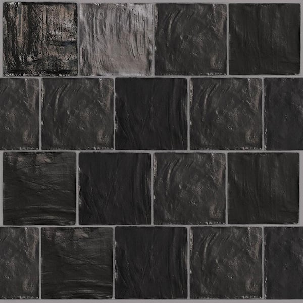 Apollo Tile Black 4 in. x 4 in. Polished and Honed Ceramic Mosaic Tile (5.38 sq. ft./Case)