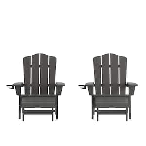 Gray Faux Wood Resin Adirondack Chair (Set of 2)