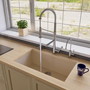 Undermount Granite Composite 33 in. Single Bowl Kitchen Sink in Biscuit