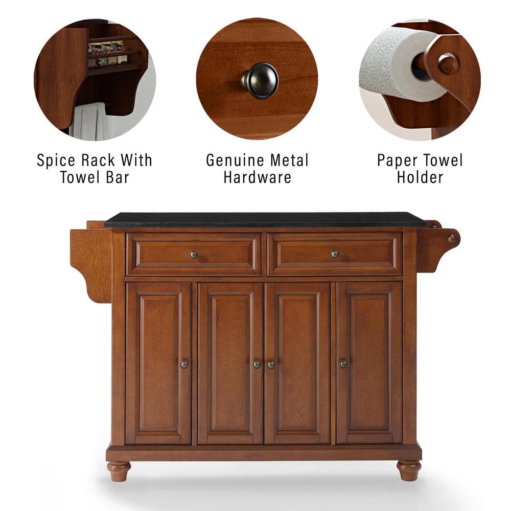 Cambridge Classic Cherry Black Granite Top Kitchen Island