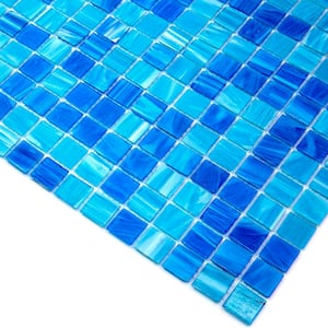 Mingles 12 in. x 12 in. Glossy Olympic blue Glass Mosaic Wall and Floor Tile (20 sq. ft./case) (20-pack)