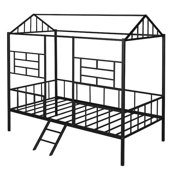 Unbranded Black Twin Size Metal House Bed Frame