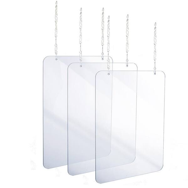 Alpine Industries 30 in. x 36 in. x 0.18 in. Clear Acrylic Sheet Hanging Protective Sneeze Guard (3-Pack)