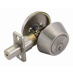Single Cylinder Satin Nickel Deadbolt with Universal 6-Way Latch