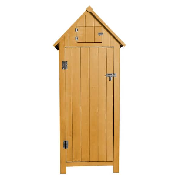 Patio Post Installation required 2.5 ft. W x 1.7 ft. D Brown Wooden Storage Shed with Pitched Roof for Gardening Tools (24.6sq.ft.)