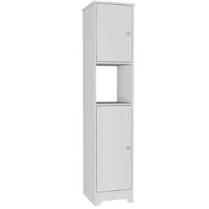 14.3 in. W x 16 in. D x 67.8 in. H White Linen Cabinet with 2-Doors and Shelves