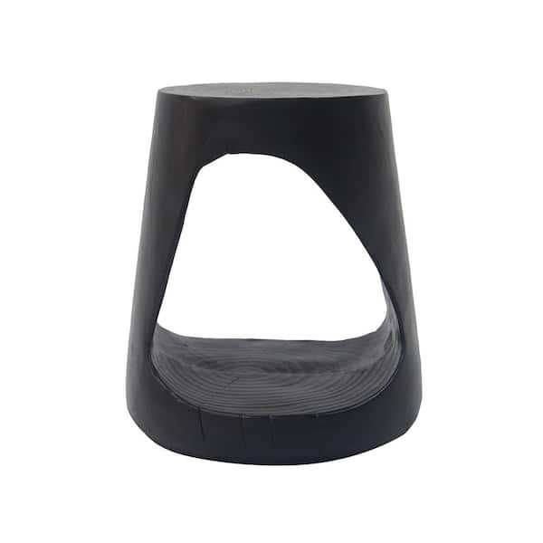 Unbranded Wood-Like Texture Outdoor Hollow Side Table with Wide Pedestal and Tabletop Unique Modern End Table, Bedside Table Black