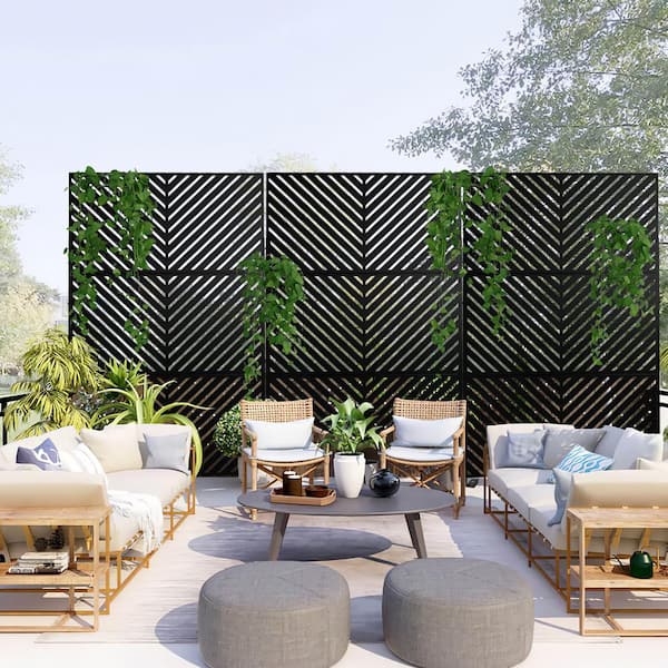 PexFix 75 in. x 48 in. Black Outdoor Decorative Privacy Screen CY