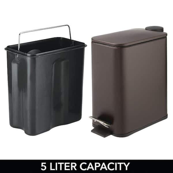 Dracelo 1.3 Gal. Bathroom Small Metal Lidded Step Trash Can with Removable  Liner Bucket in Blue B091BC3BP8 - The Home Depot