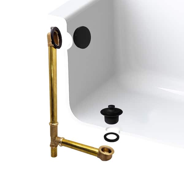 22 in. Brass Lift & Turn Bath Waste & Overflow Assembly with Illusionary No-Hole Faceplate, Matte Black
