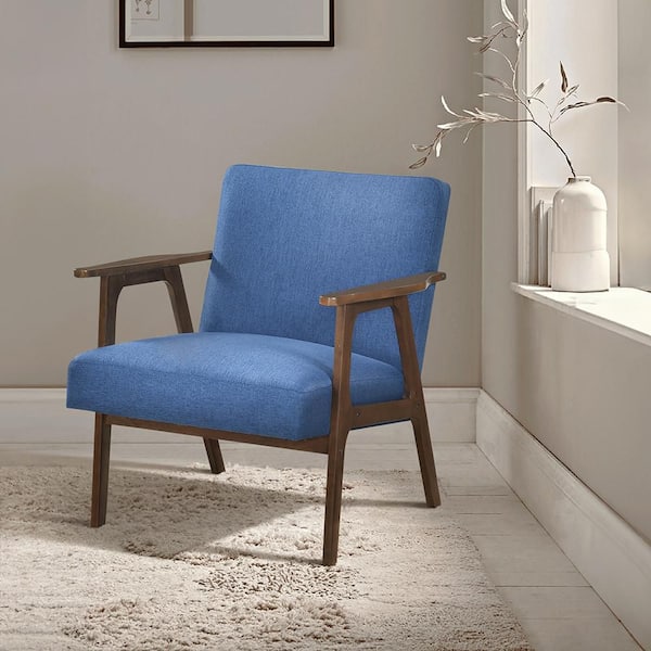 Lazzara Lewiston Blue Textured Fabric Upholstery Accent Arm Chair