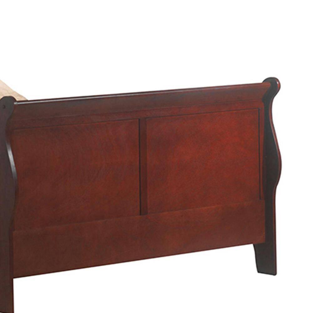 Cherry Pine Queen Sleigh Bed with Wood Headboard