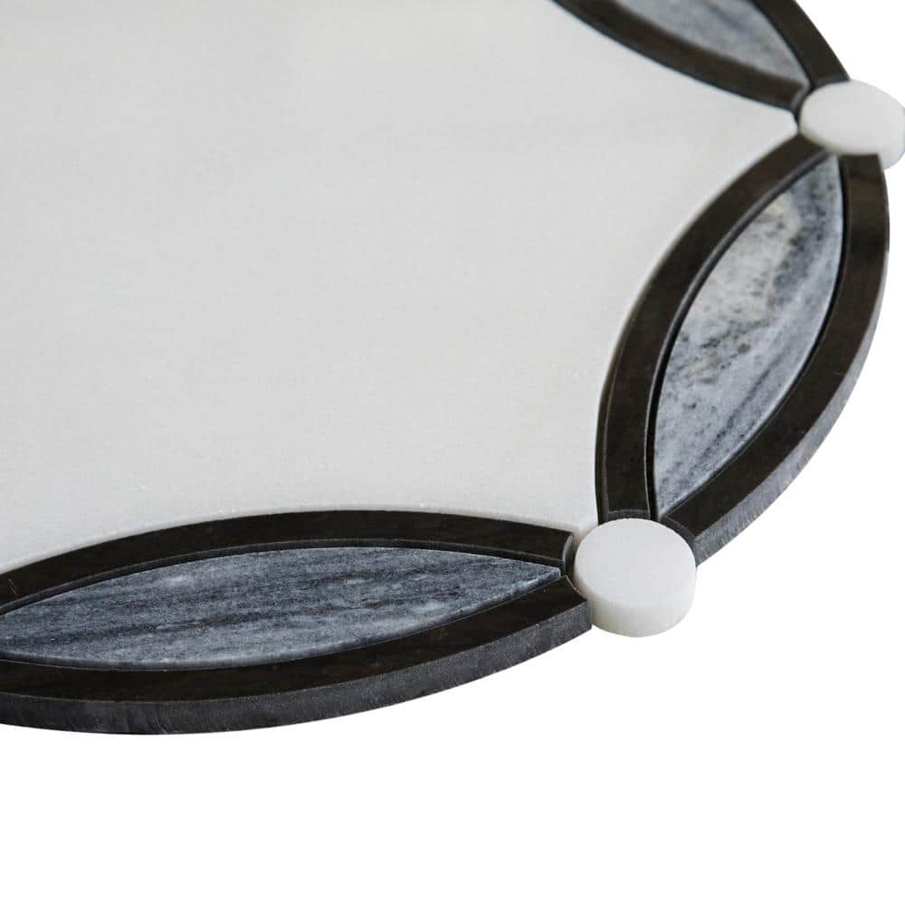 Bianco Polished Marble and Brass Mosaic Tile for Floor and Wall
