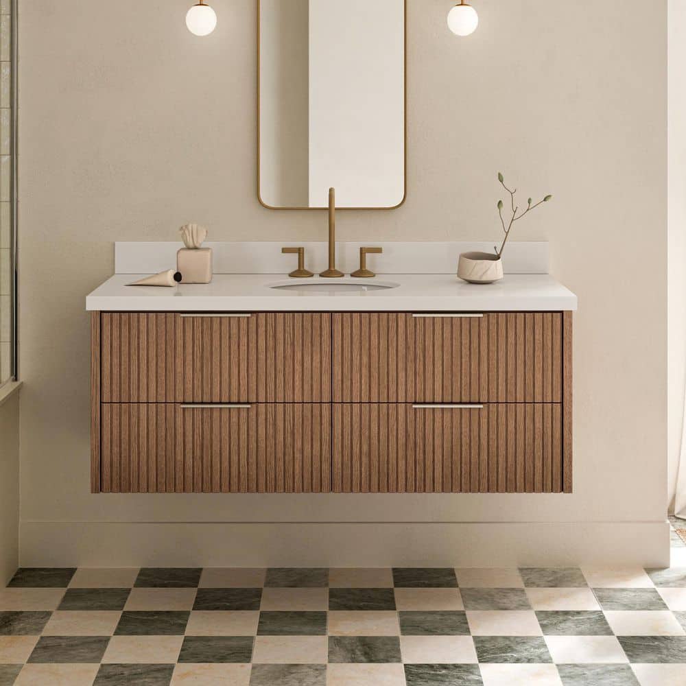 Lucia 36 in. W x 0 in. D x 0 in. H Single Sink Wall-Mounted Bath Vanity in Brown Oak with Top price history on PriceWatchPro
