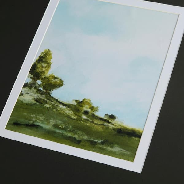 Across The Plains 1 Multi Framed Glass and Double Matted Abstract Landscape Wall Art 17.2 in. W x 19.2 in. H