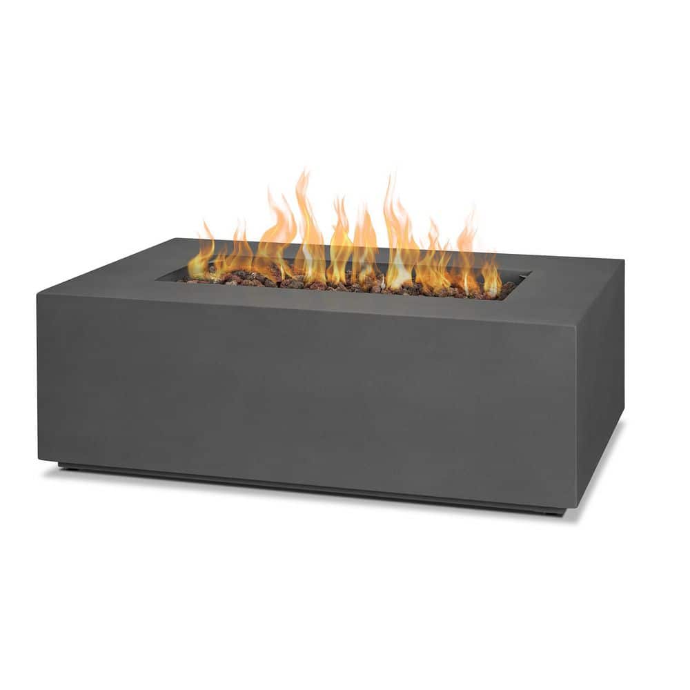 Weathered Slate Rectangular Gas Fire Pit Table